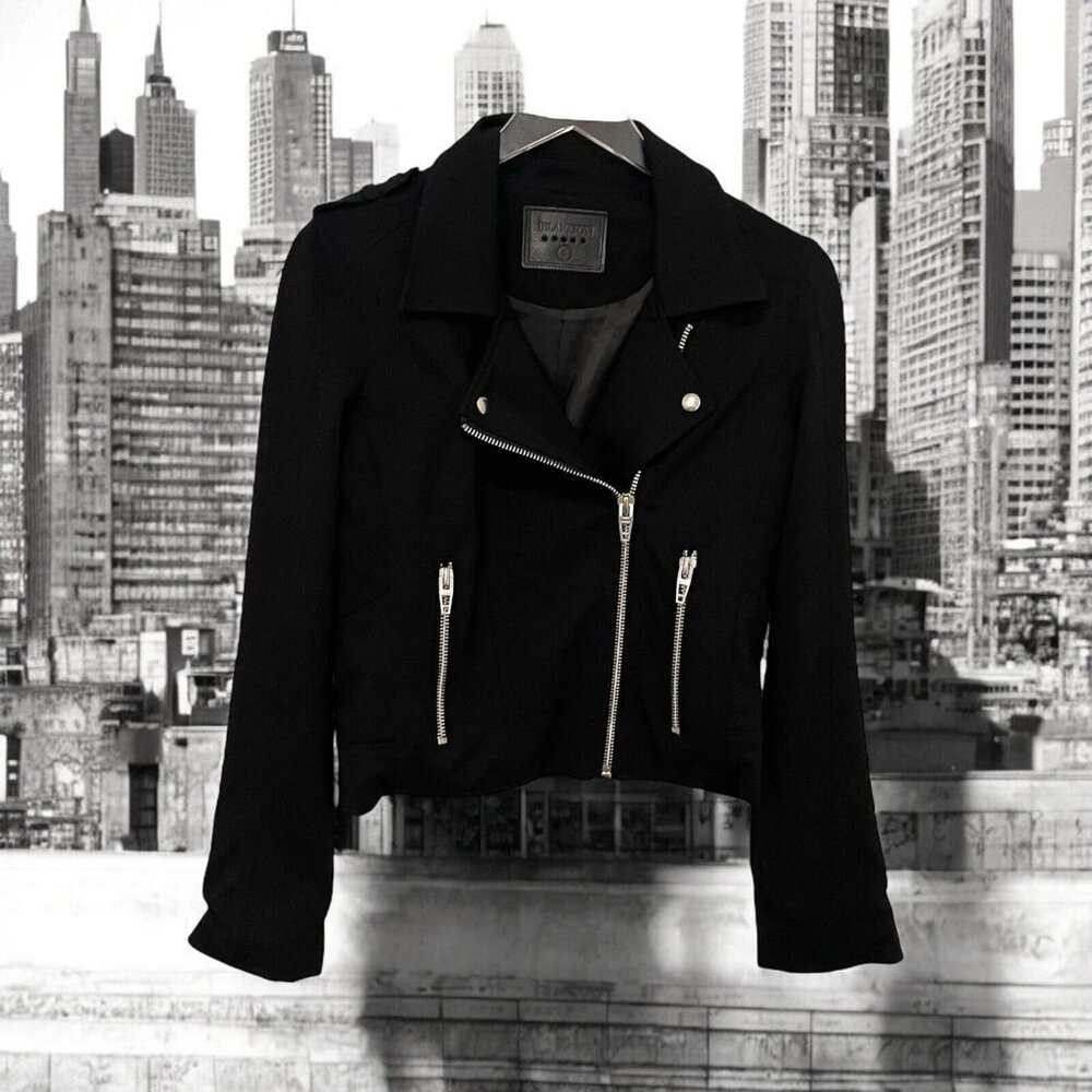 Blank NYC Black Moto Jacket Asymmetrical Zip Women’s Small Biker Stretch Office